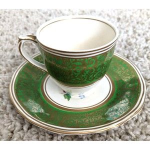Antique Grindley England Green Teacup with saucer Tea cup Tea time